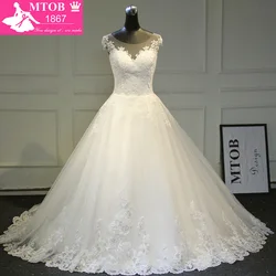 Elegant A-line Lace Wedding Dress 2017 Chapel Train Satin Bride Dresses Vintage Vestido De Noiva Renda MTOB1722 Elegant A-line Lace Wedding Dress 2017 Chapel Train Satin Bride Dresses Vintage Vestido De Noiva Renda MTOB1722