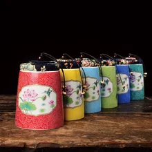 Ручная работа, ручная роспись, эмаль Цвет Керамика фарфор банка для чая влагостойкая банка для сахара прокладка гайка бак для хранения Cha hai аксессуары