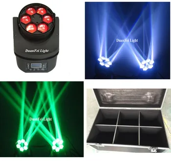 

6pcs + Road Case Mini Bee Eyes Moving head led beam 6x15w 4in1 rgbw super bright dmx auto Moving head led beam light
