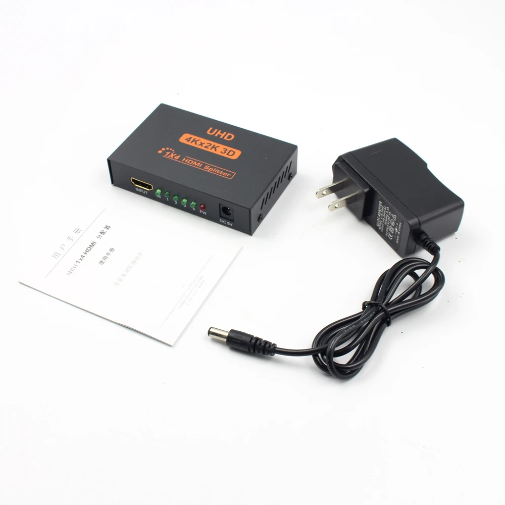 3D 4K 2K Full HD 1080p 1X4 HDMI UHD Video Splitter DC 5V 1 Input 4