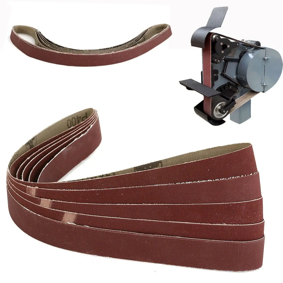 5Pcs Abrasive Sanding Belts Grit 400 2.5x76cm for Electric Belt