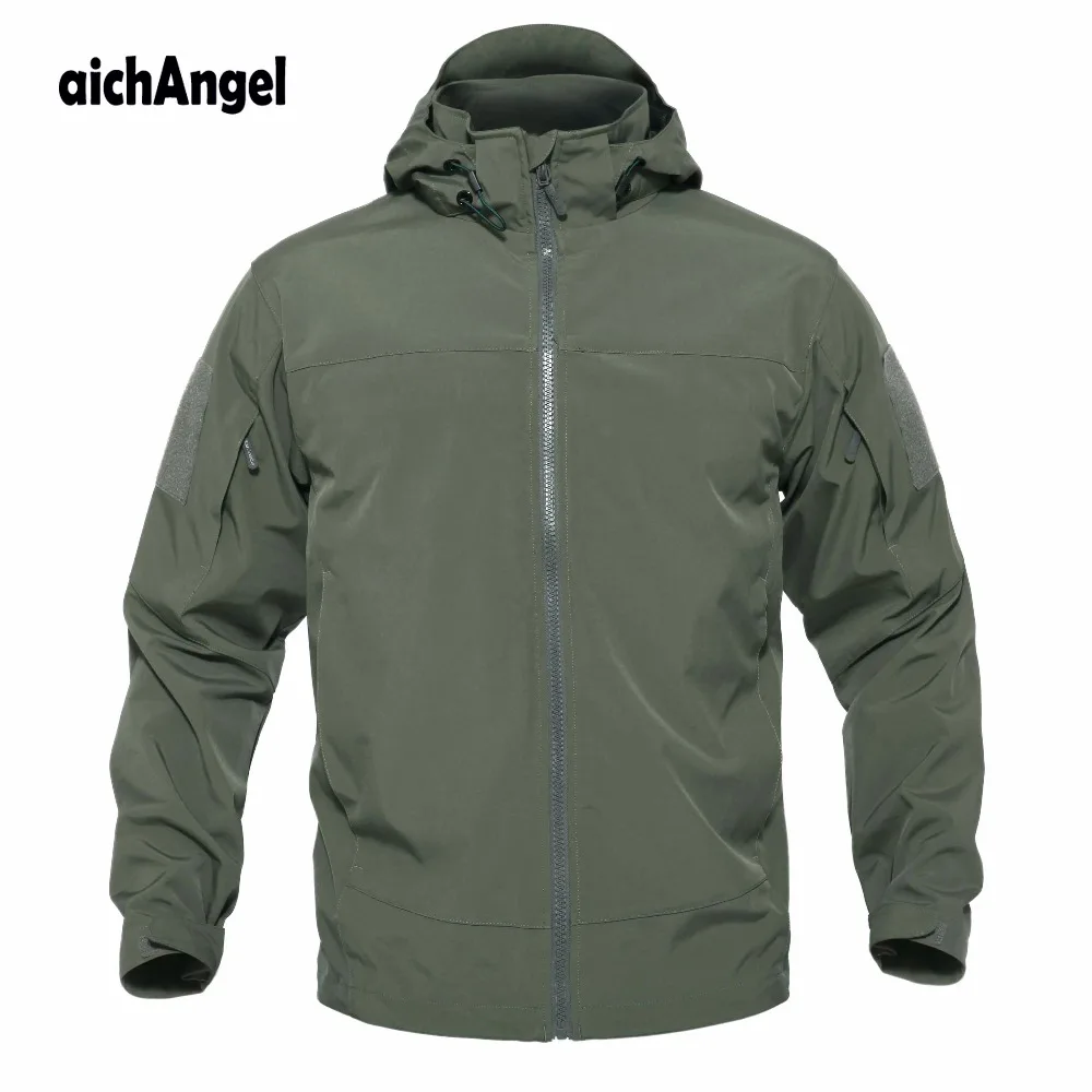 Tactical Soft Shell Jacket Men Spring Waterproof Hooded Jacket Men