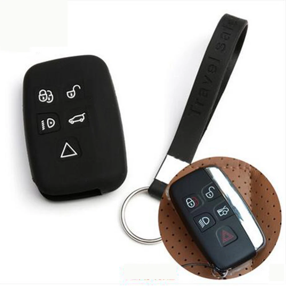 

Rubber Silicone Keyless Entry Remote Key Cover Fob Skin Case Protector Car Key Cover with Key Ring for Jaguar XF XJ XK F-Pace