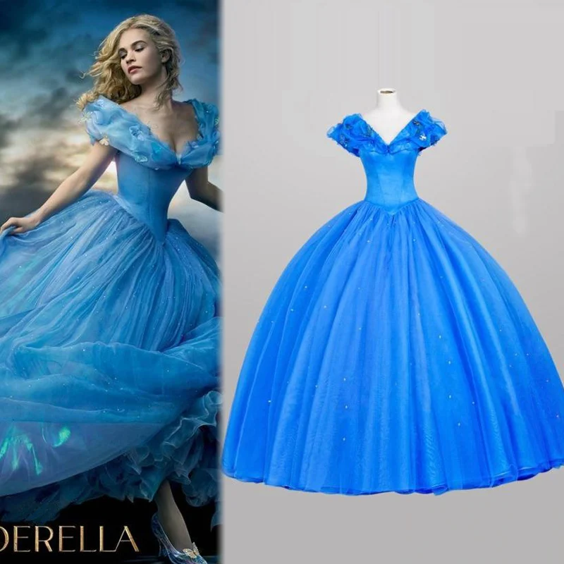 

2015 blue cinderella dress for women movie costume adult princess cinderella cosplay costumes women party fancy dresses Custom