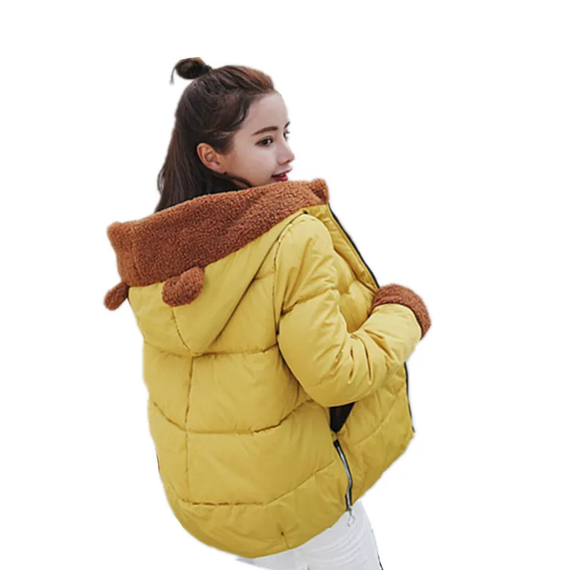 Korean Version Womens Parkas Teddy Bear Comfortable Regular Solid