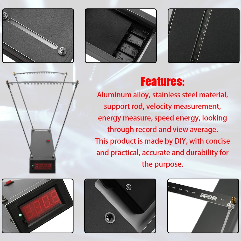 

Velocimetry Slingshot Speed Measuring Instrument Pro Bow Velocity Measurement Tool Aluminum Alloy Professional E9900-X
