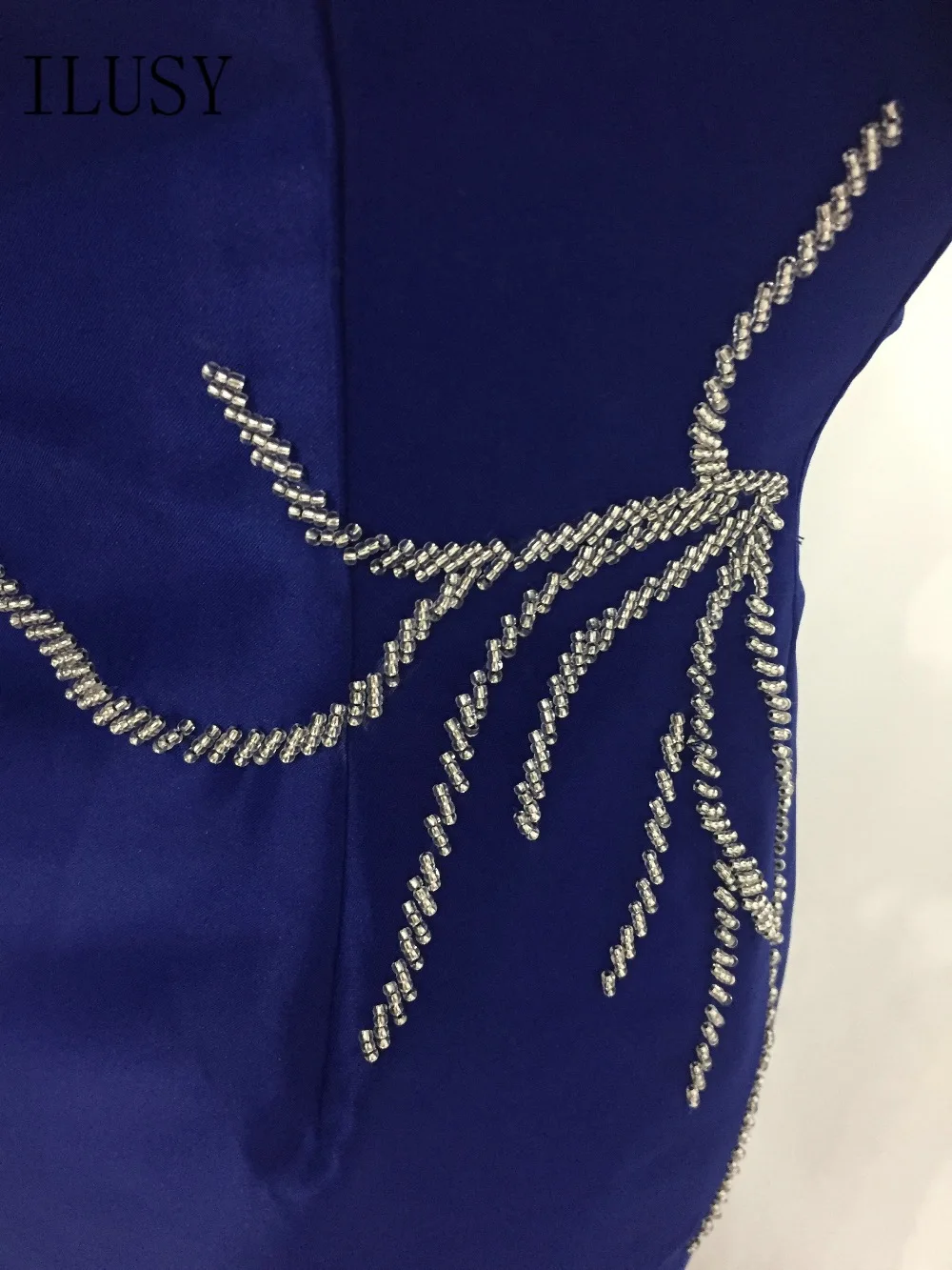 ILUSY платье с юбкой годе Королевского синего цвета платье выпускного вечера с бисером оборками вечернее платье без бретелек vestido de festa