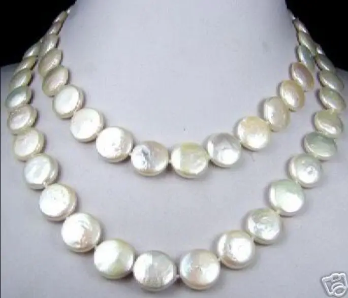 

Free Shipping ***Hot sale >>Genuine 11-11.5mm freshwater Cultured coin pearls necklace 32