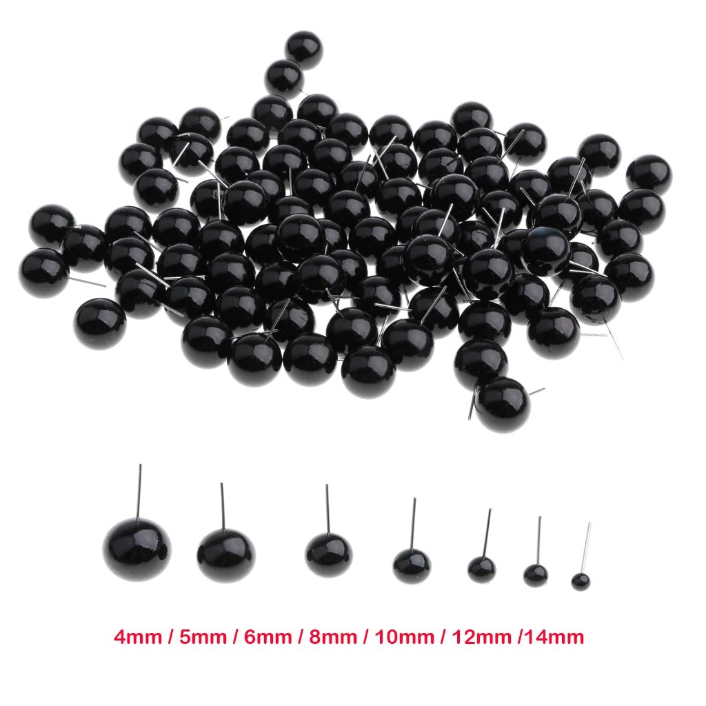 100 Pieces Black Plastic Eyes Kits for Needle Felting Bear Dolls Dog Plush Animal Accessories DIY Craft Toy 6mm
