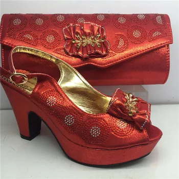 

Gracerful high heel wedding/party shoes and evening handbag set GY34 in red, heel height 8cm