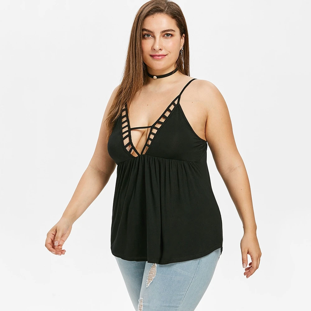 deep v plus size top