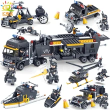 Military Swat Team Police Trucks Cars Helicopter Model Building Blocks Compatible Legoe City Classic Bricks Toys