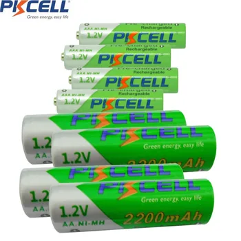 

PKCELL 4Pcs 2200MAH AA Batteries +4Pcs 850MAH AAA Batteries Low self-discharge Durable 1.2V Ni-MH Rechargeable Batteries