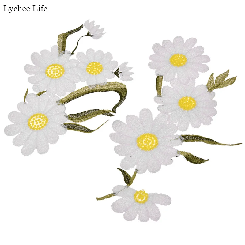 

Lychee Embroidery Daisy Flower Patch DIY Handmade 3D Garment Applique Cute Patches Sew On Clothes Wedding Dress