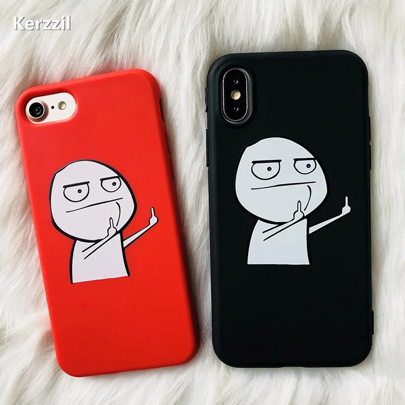 

Kerzzil Cute Cartoon Cat Phone Case For iphone 7 6 6S 8 Plus X Case Funny Animal Silicone Back Cover Coque For iPhone 7 Case
