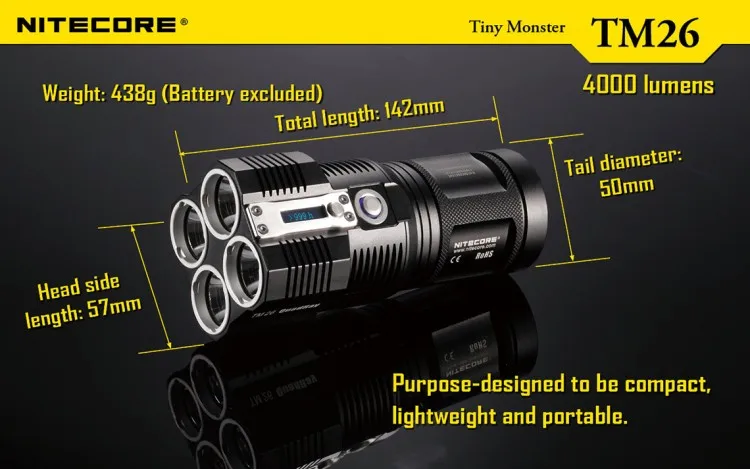 Заводская цена Nitecore TM26 4000 Lumnes O светодиодный фонарик портативный светодиодный прожектор с аккумулятором NBP52