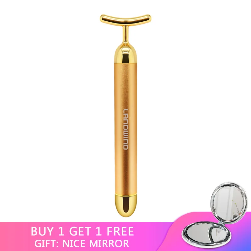 Landwind U Shaped Slimming Face 24k Gold Lift Bar Vibration Facial Beauty Care Massager Energy