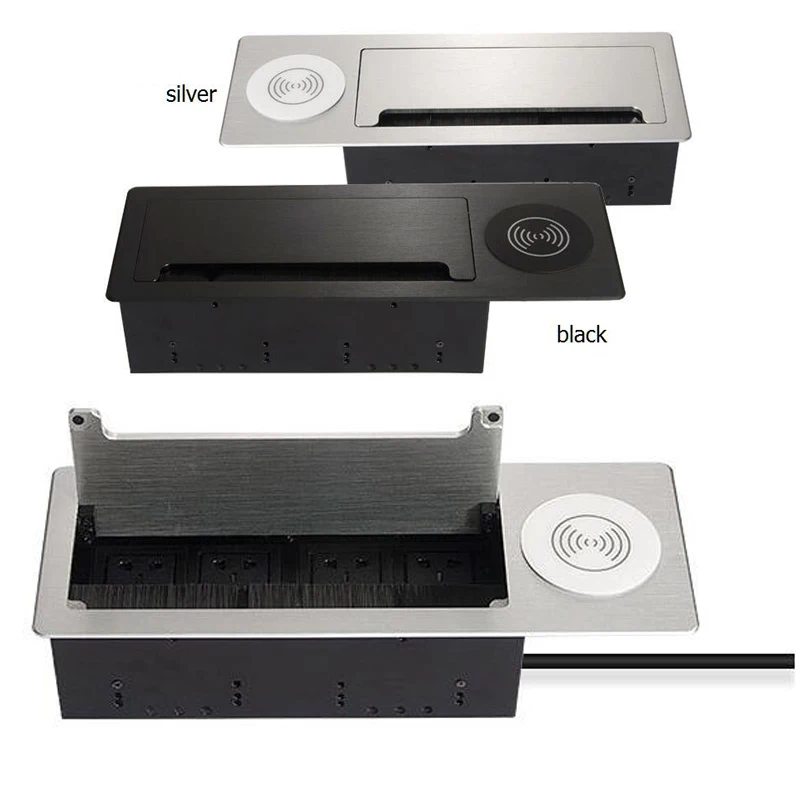 2018 Furniture table socket / Short Brush multimedia tabletop socket With Wireless charging ,add USA/UK/AU/EU/universal power 