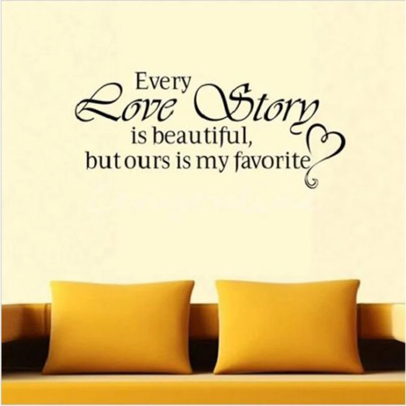 Poomoo Wall Decals Every Love Story Is Beautiful Decor Vinyl Wall Decal