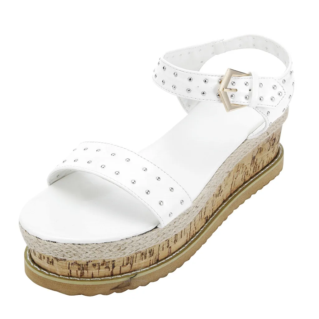 SAGACE المرأة النعال المطاط وحيد Flatform الشاطئ الأحذية حزام مشبك الصنادل المفتوحة مثير بسيطة خارج الصيف أحذية الصنادل