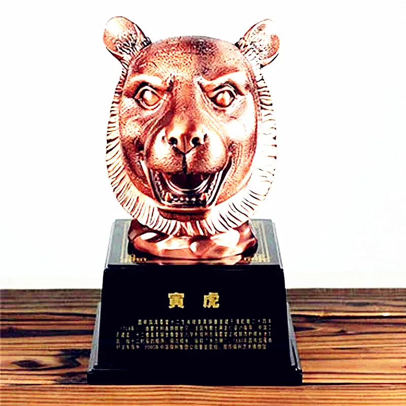 

Animals Statue Chinese Zodiac Tiger Sensitive Bust Colophony Crafts Cartoon Home Desktop Decoration Office Collectible L2242