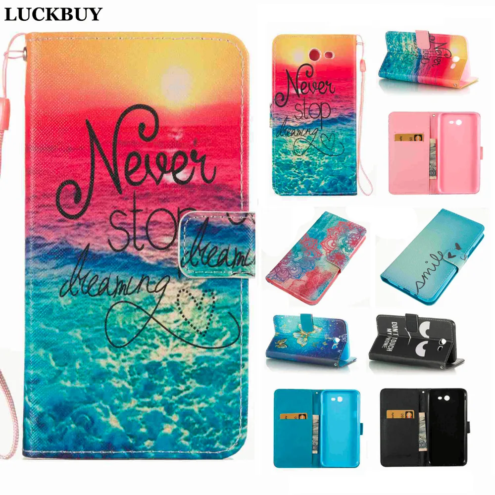 

LUCKBUY Fashion Wallet Stand Flip Leather Case Flower For Samsung Galaxy J3 J5 J7 Prime A3 A5 2017 J320 A520 J730 Bag Covers