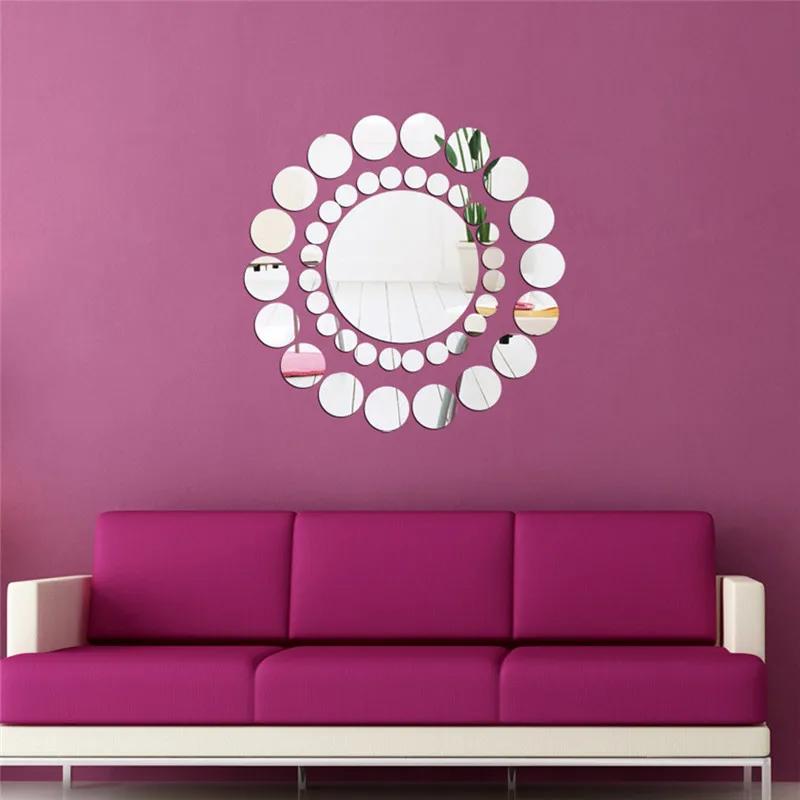 Fashion DIY Mirrors Wall Sticker Home Decoration Sun flower Round Circle style wall sticking
