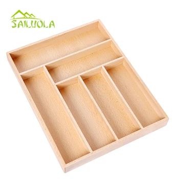 

High Quality Drawer Organizer Home Kitchen Beech Wood Board Free Divider Tableware Storage Box Creative Design