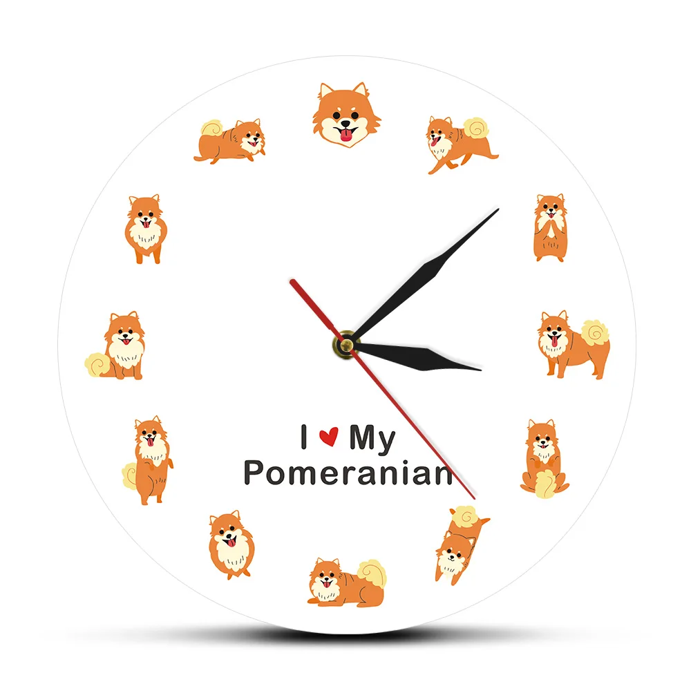 

Zwergspitz Zwers Cartoon Style Modern Wall CLock Pomeranian Dog Sptiz Nursery Animal Decor Wall Art Pom Dog Breed Wall Watch