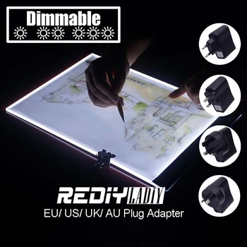 

Dimmable Ultra Thin A4 LED Tablet Light Pad EU/UK/AU/US Plug Adapter USB Cable Diamond Embroidery Diamond Painting Mosaic