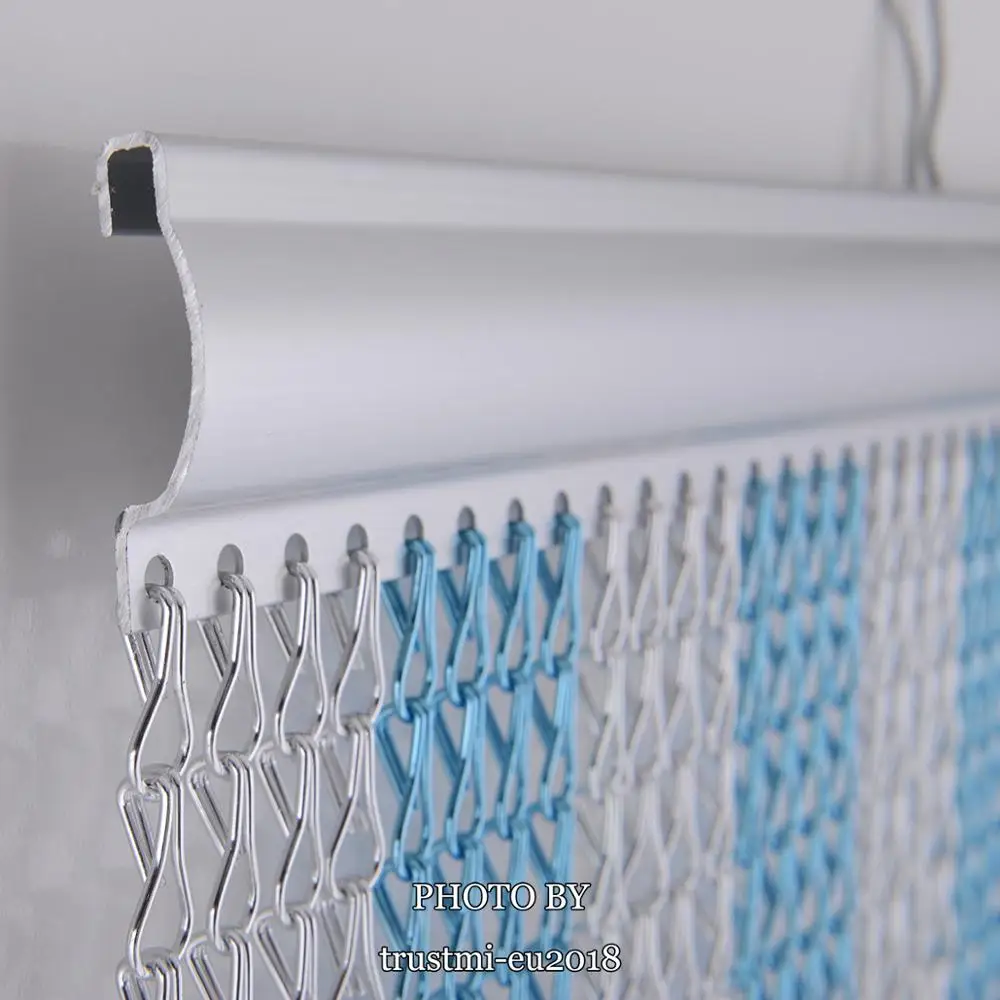 Aluminium Chain Door Window Curtain Metal Screen Fly Insect Blinds Pest Control, Blue and Silver