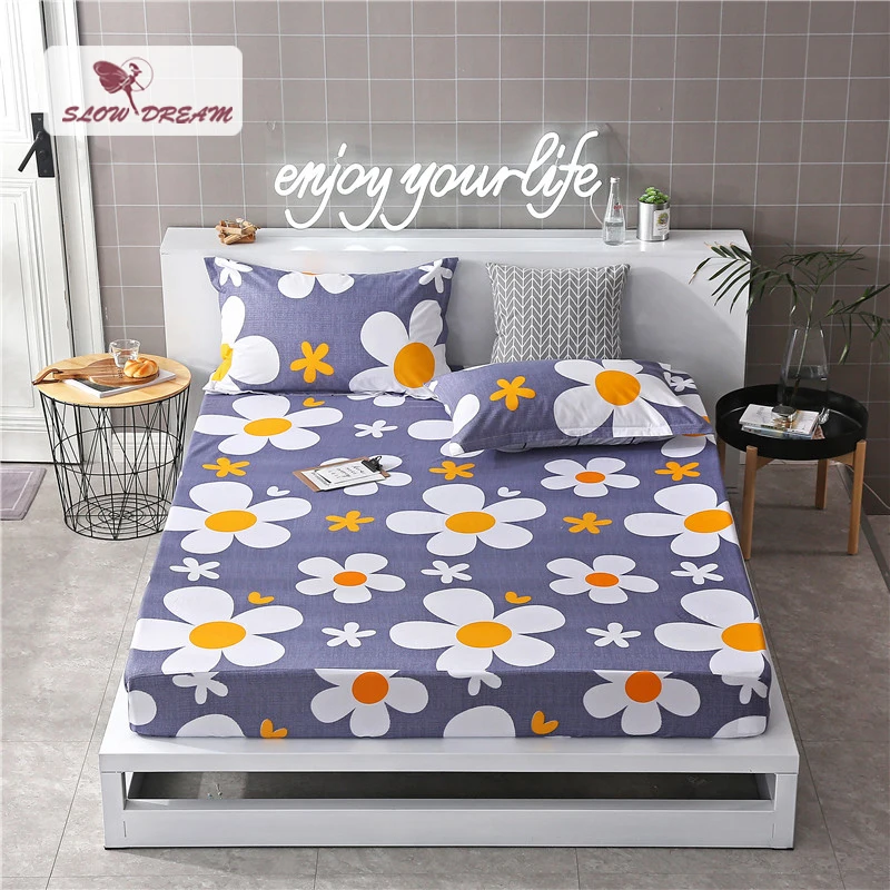 

Slowdream 1PCS Fitted Sheet Underwear Bed Sheets On Elastic Band Rubber Sheet Double Single Mattress Cover Adult Corners Sheet