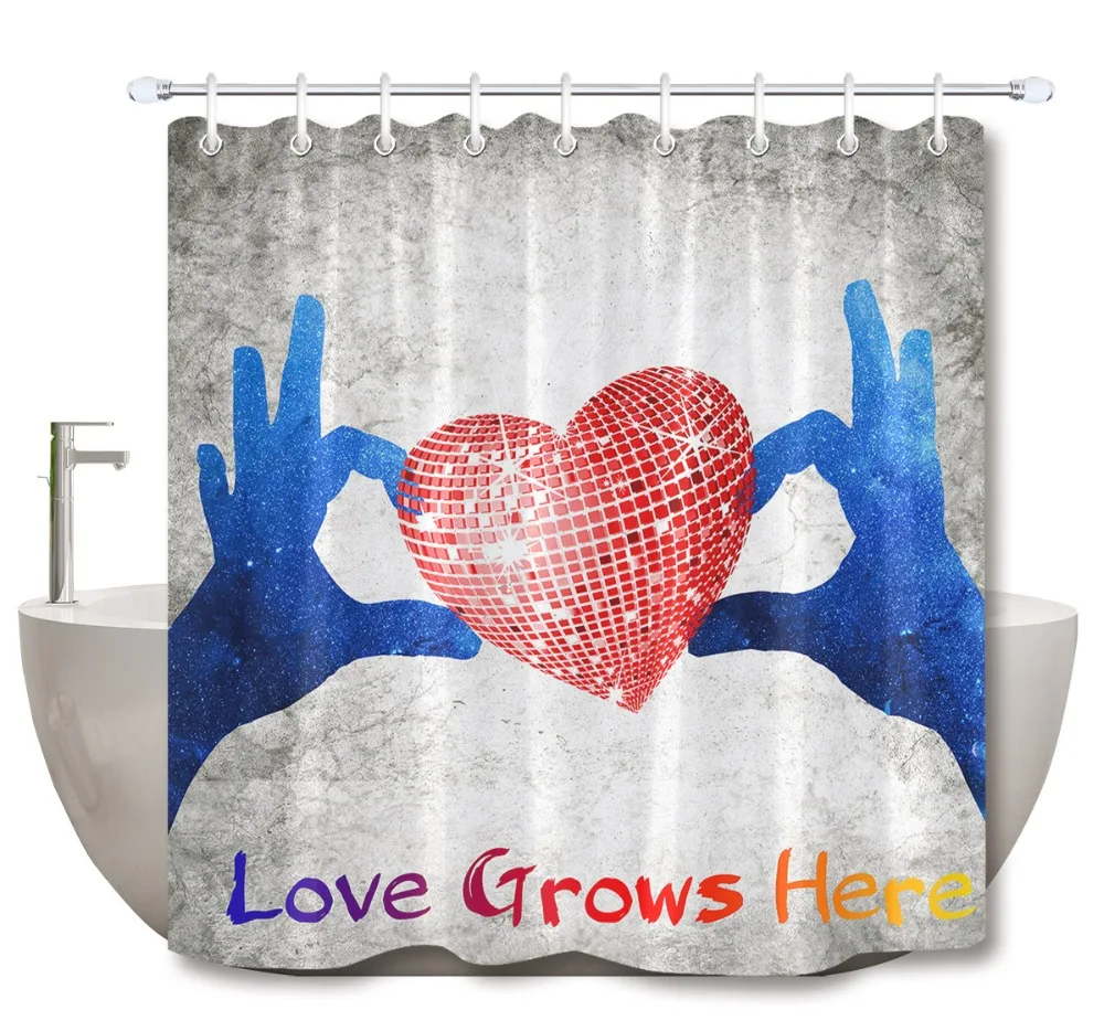 Liefde Groeit Hier Douchegordijn Set Met Tapijt Hart Extra Lange