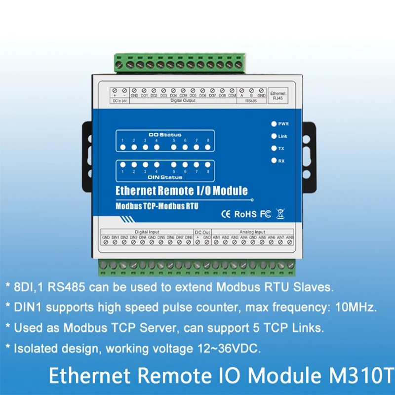 Modbus TCP Ethernet Remote IO Module M310T 