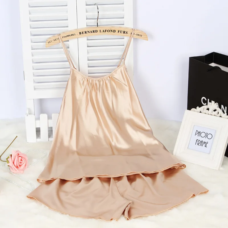 Sexy Women Pajamas Set Ladies Sleepwear Set Soft Satin Pajamas For Summer Plus Size Pijama Short Women Sleepwear Set 49