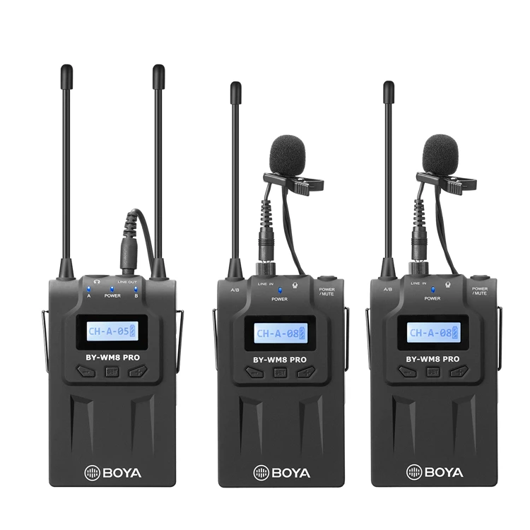 BOYA BY-WM8 PRO K2 UHF Dual Channel Wireless Microphone for Canon Nikon DSLR Cam with LCD display Dual-Channel Wireless Receiver