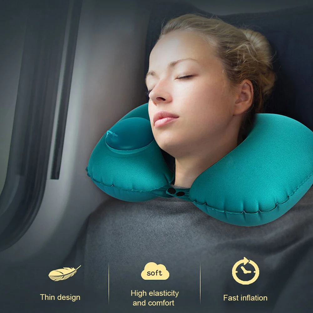 Новинка, u-образная Автоматическая надувная подушка для путешествий, подушка для шеи, автомобильная воздушная надувная подушка для шеи, дорожный подголовник, складной