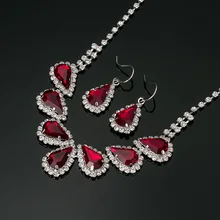 YFJEWE топ продаж Женский сверкающий горный хрусталь кристалл ожерелье серьги набор Дамский Шарм свадебный ювелирный набор N219