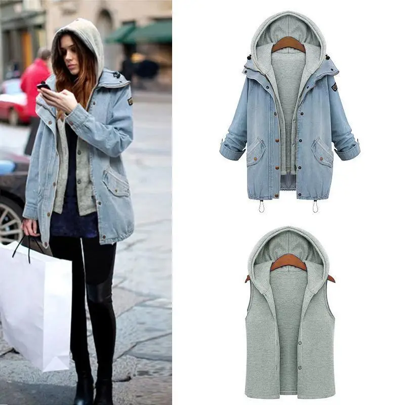 Women Casual Knitted Jean Jacket Two 