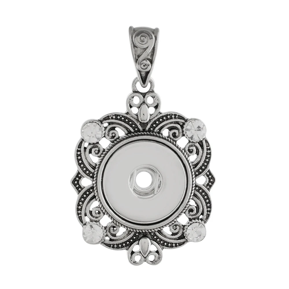 

2018 18mm 20mm Metal New Snap Jewelry flower Crystal button pendant necklace for women men's Fashion Jewelry