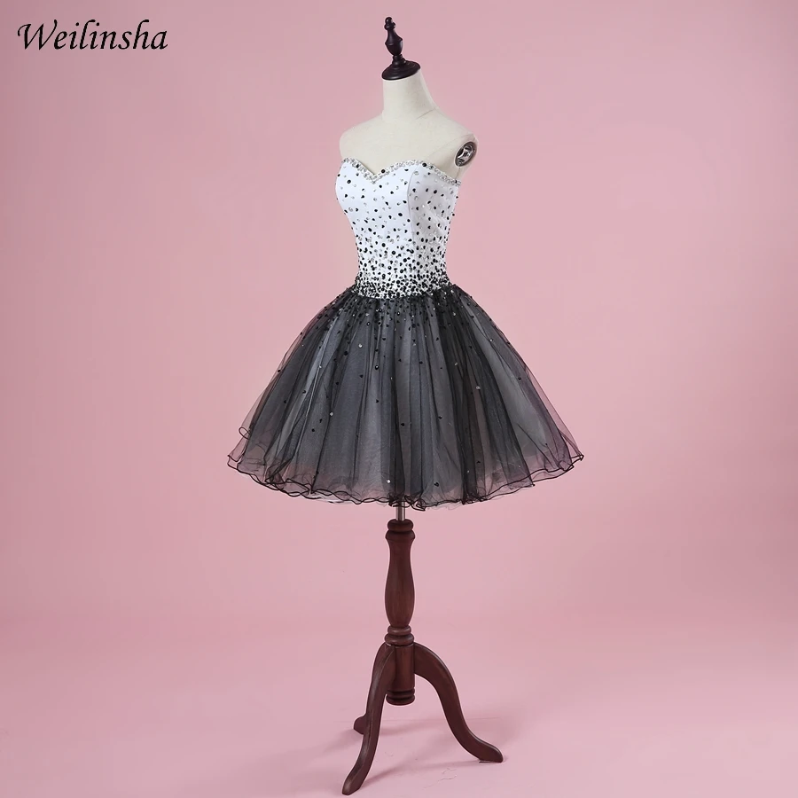 Weilinsha сексуальный вырез сердечком, без рукавов Коктейльные платья трапециевидной формы Короткие мини длиной выше колена Vestidos de Coctel коктейльные платья