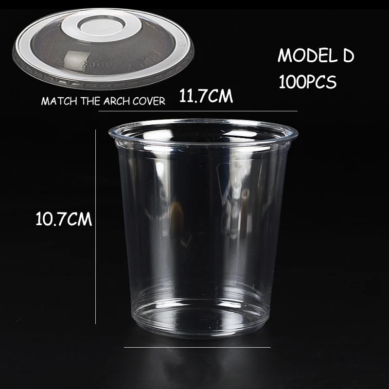100 шт одноразовая чаша для салата, коробки на вынос, домашний столовый инструмент, прозрачное ведро для попкорна, пластиковая чашка для приготовления фруктов - Цвет: Model D