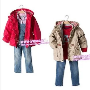Free Shipping- children/kids/girls spring/autumn jacket, 2 pieces in 1 jacket, girls trench, classic coat, 92 to 128(MOQ: 1pc) mpsa44 to 92