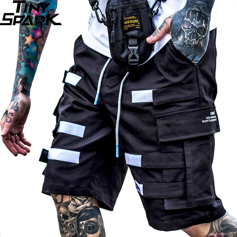 

2019 Harajuku Cargo Shorts Pocket Men Hip Hop Short Joggers Streetwear Fashion Tatical Military Short Baggy Casual Black Hipster