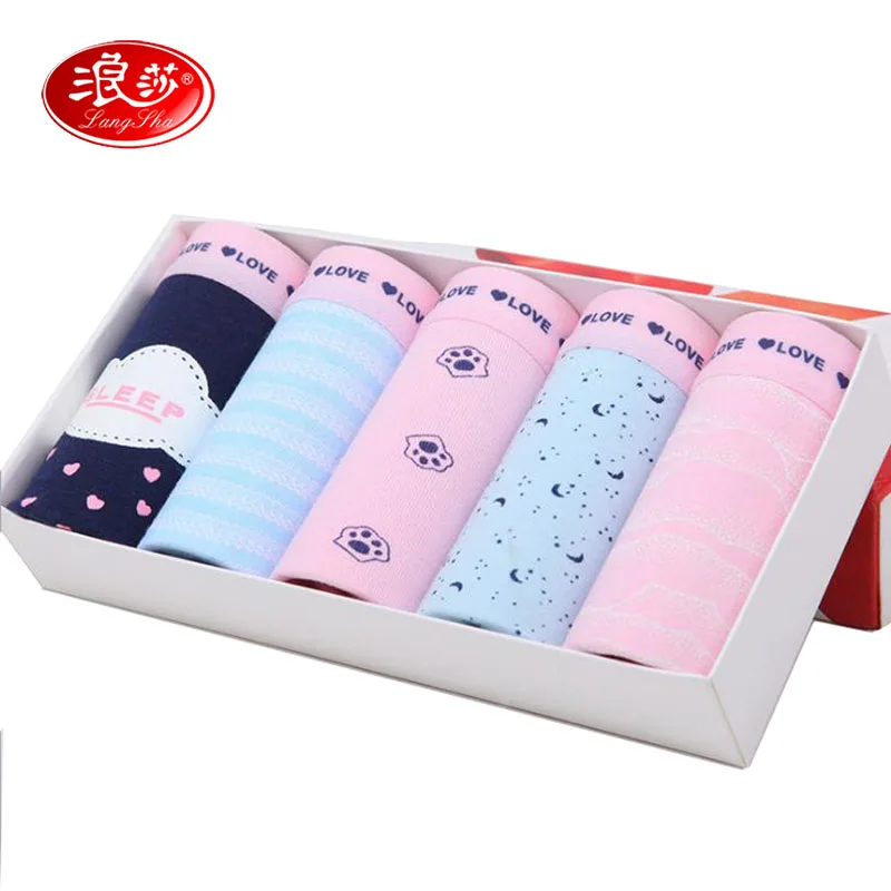 

women cotton briefs character lady cotton underwear soft brand girl cute panties 5pcs/lot LANGSHA