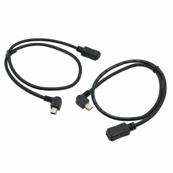 90 градусов левый и правый угловой мини-usb 5 Pin папа-мама удлинитель 0,3 м 30 см