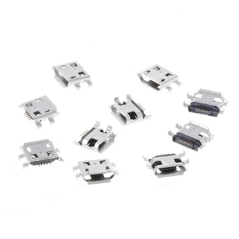 

10 Pcs Micro USB Type B 5 Pin Female SMD 4 Pin Legs DIP Socket Connector L15