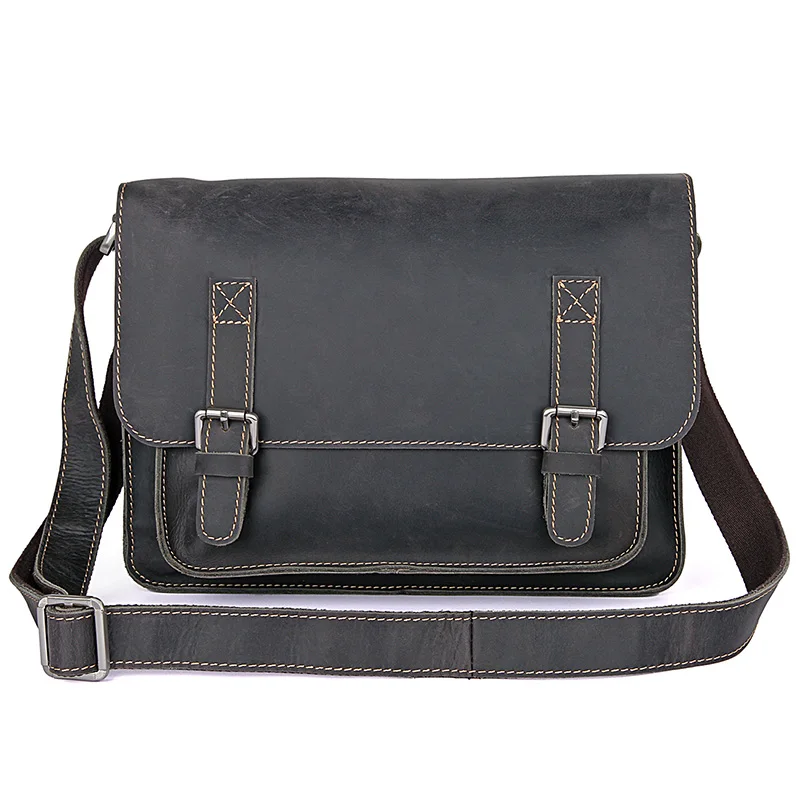 

J.M.D High Quality Vintage Crazy Horse Leather Cross Body Messenger Bag Fashion Shoulder Bag Tiny Men's Flap Bag 7089J-1