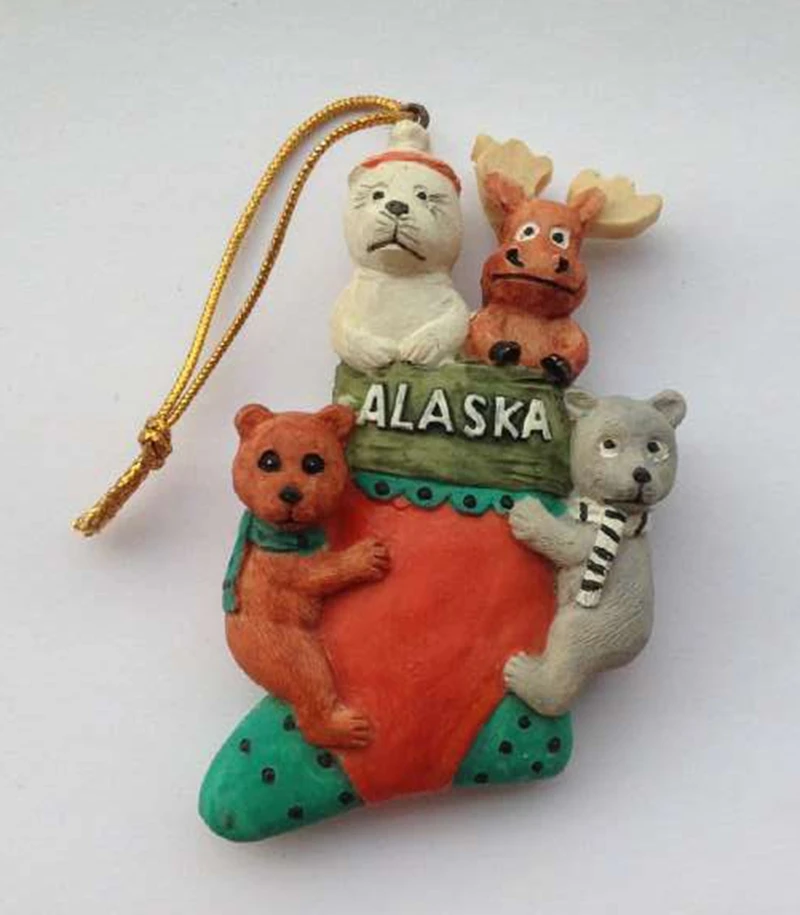 Handmade Painted Four Good Friends 3D Fridge Alaska Travel