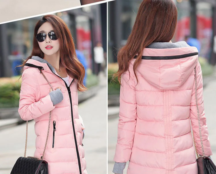 Ladies Autumn Winter Jacket Women Down Parkas Long Female Causal Hooded Zipper Black Jacket Coat Outwear chaqueta mujer